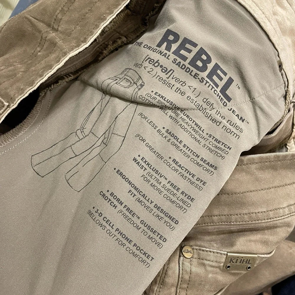 Kuhl Rebel Pants Mens 30x30 Brown Vtg Patina Dye Canvas Outdoor Hiking 5139